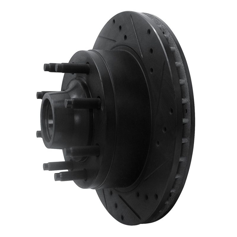 Ford E-150 Econoline Brake Rotor (1) - Front Right - R1 Concepts - Drilled & Slotted - Black - `95-`07